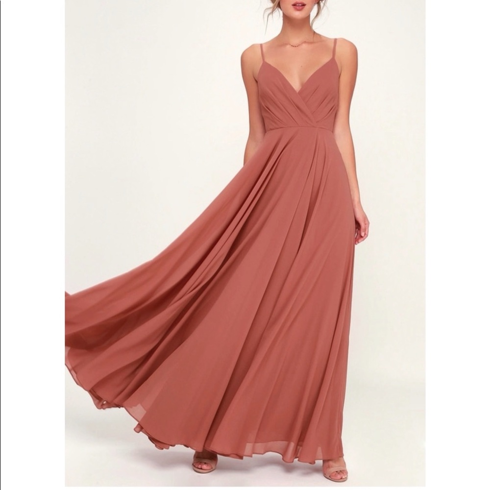 Lulus all about love rusty rose maxi dress